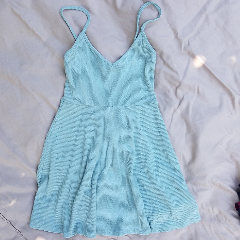 Ribbed Muted Green Skater Dress